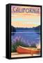California - Canoe and Lake-Lantern Press-Framed Stretched Canvas
