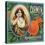 California, Carmen Brand Citrus Label-Lantern Press-Stretched Canvas