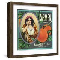 California, Carmen Brand Citrus Label-Lantern Press-Framed Art Print