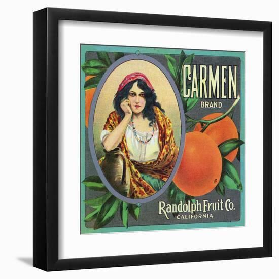 California, Carmen Brand Citrus Label-Lantern Press-Framed Art Print