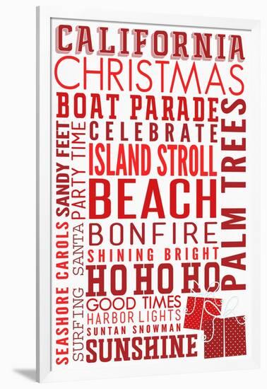 California - Christmas - Typography-Lantern Press-Framed Art Print