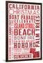 California - Christmas - Typography-Lantern Press-Framed Art Print