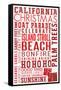 California - Christmas - Typography-Lantern Press-Framed Stretched Canvas