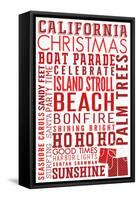 California - Christmas - Typography-Lantern Press-Framed Stretched Canvas