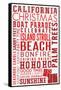 California - Christmas - Typography-Lantern Press-Framed Stretched Canvas