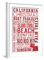 California - Christmas - Typography-Lantern Press-Framed Art Print