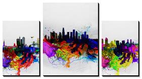 California Cities Watercolor Skylines-NaxArt-Stretched Canvas