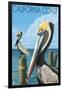 California Coast - Pelicans-Lantern Press-Framed Art Print