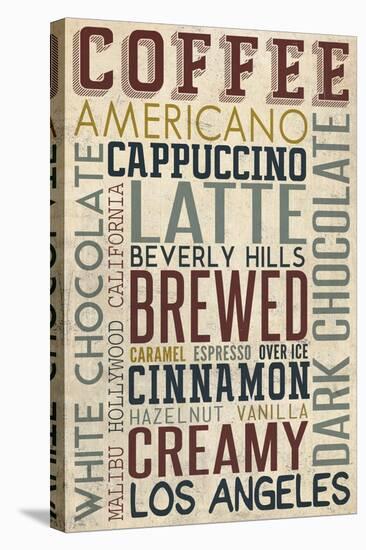 California - Coffee Typography-Lantern Press-Stretched Canvas