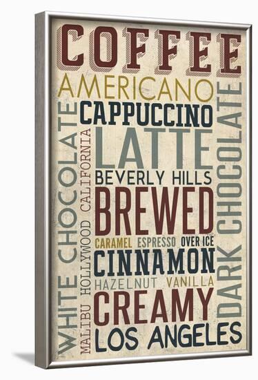California - Coffee Typography-Lantern Press-Framed Art Print