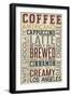 California - Coffee Typography-Lantern Press-Framed Art Print