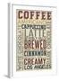 California - Coffee Typography-Lantern Press-Framed Art Print