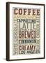 California - Coffee Typography-Lantern Press-Framed Art Print