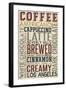 California - Coffee Typography-Lantern Press-Framed Art Print