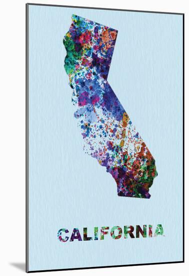 California Color Splatter Map-NaxArt-Mounted Poster