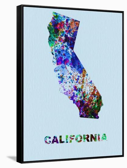 California Color Splatter Map-NaxArt-Framed Stretched Canvas
