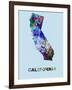 California Color Splatter Map-NaxArt-Framed Art Print