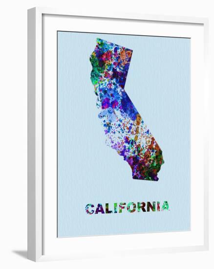 California Color Splatter Map-NaxArt-Framed Art Print