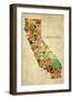 California County Map-David Bowman-Framed Giclee Print