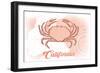 California - Crab - Coral - Coastal Icon-Lantern Press-Framed Art Print