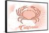 California - Crab - Coral - Coastal Icon-Lantern Press-Framed Stretched Canvas