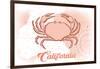 California - Crab - Coral - Coastal Icon-Lantern Press-Framed Art Print