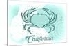 California - Crab - Teal - Coastal Icon-Lantern Press-Stretched Canvas