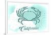 California - Crab - Teal - Coastal Icon-Lantern Press-Framed Art Print