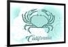 California - Crab - Teal - Coastal Icon-Lantern Press-Framed Art Print