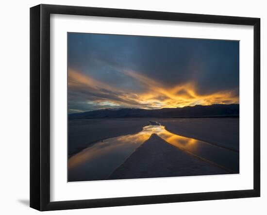 California. Death Valley National Park. Sunset with Reflections, Cotton Ball Basin-Judith Zimmerman-Framed Photographic Print