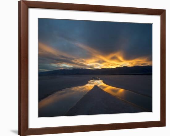 California. Death Valley National Park. Sunset with Reflections, Cotton Ball Basin-Judith Zimmerman-Framed Photographic Print
