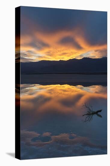 California. Death Valley National Park. Sunset with Reflections, Cotton Ball Basin-Judith Zimmerman-Stretched Canvas