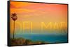 California Del Mar (#2) - Sunset and Birds-Lantern Press-Framed Stretched Canvas