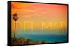 California Del Mar (#2) - Sunset and Birds-Lantern Press-Framed Stretched Canvas