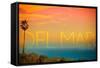 California Del Mar (#2) - Sunset and Birds-Lantern Press-Framed Stretched Canvas