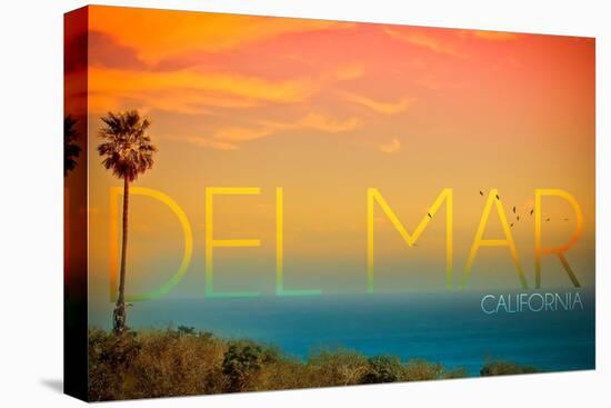 California Del Mar (#2) - Sunset and Birds-Lantern Press-Stretched Canvas