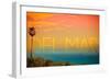 California Del Mar (#2) - Sunset and Birds-Lantern Press-Framed Art Print