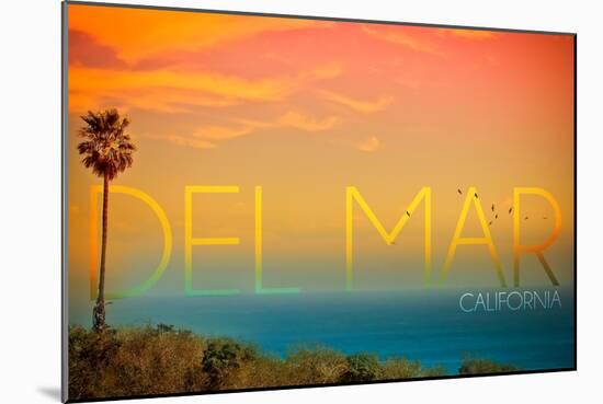 California Del Mar (#2) - Sunset and Birds-Lantern Press-Mounted Art Print