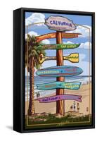 California - Destination Sign-Lantern Press-Framed Stretched Canvas