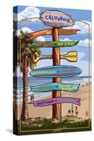 California - Destination Sign-Lantern Press-Stretched Canvas