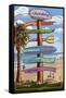 California - Destination Sign-Lantern Press-Framed Stretched Canvas