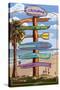 California - Destination Sign-Lantern Press-Stretched Canvas