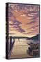 California - Dock Scene and Lake-Lantern Press-Stretched Canvas