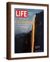 California, Embers Falling from Cliff at Yosemite at Dusk, October 19, 1962-Ralph Crane-Framed Photographic Print