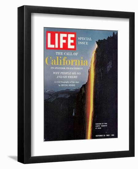 California, Embers Falling from Cliff at Yosemite at Dusk, October 19, 1962-Ralph Crane-Framed Premium Photographic Print