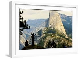 California, Excited Tourist at Yosemite National Park, Yosemite Falls, Half Dome-Bernard Friel-Framed Photographic Print