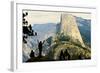 California, Excited Tourist at Yosemite National Park, Yosemite Falls, Half Dome-Bernard Friel-Framed Photographic Print