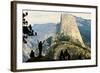 California, Excited Tourist at Yosemite National Park, Yosemite Falls, Half Dome-Bernard Friel-Framed Photographic Print