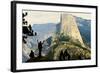 California, Excited Tourist at Yosemite National Park, Yosemite Falls, Half Dome-Bernard Friel-Framed Photographic Print