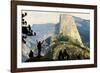 California, Excited Tourist at Yosemite National Park, Yosemite Falls, Half Dome-Bernard Friel-Framed Photographic Print